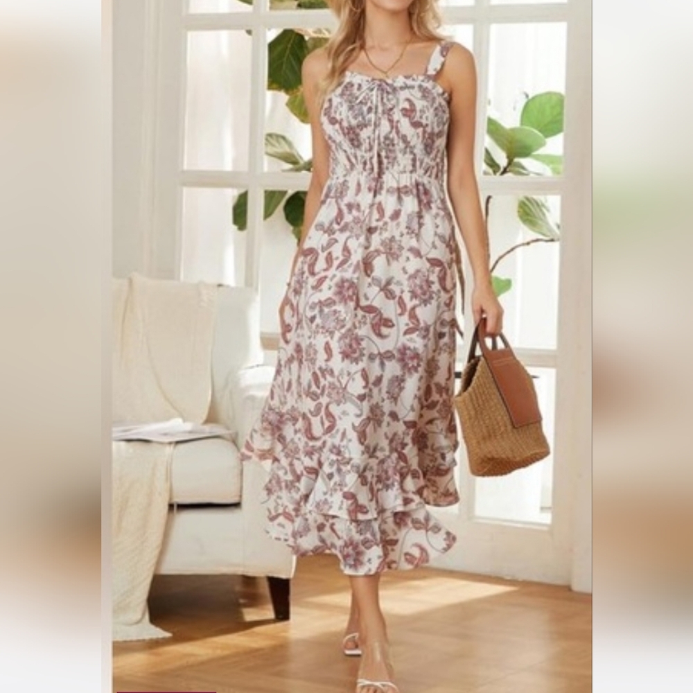 Floral Sleeveless Midi Dress Size Large
